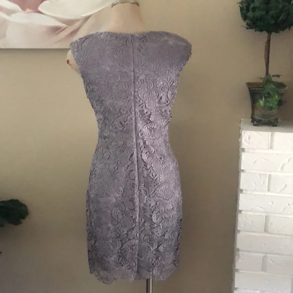 Ralph Lauren Evening Gray Lace Overlay Sheath Dress 6 - Picture 5 of 12